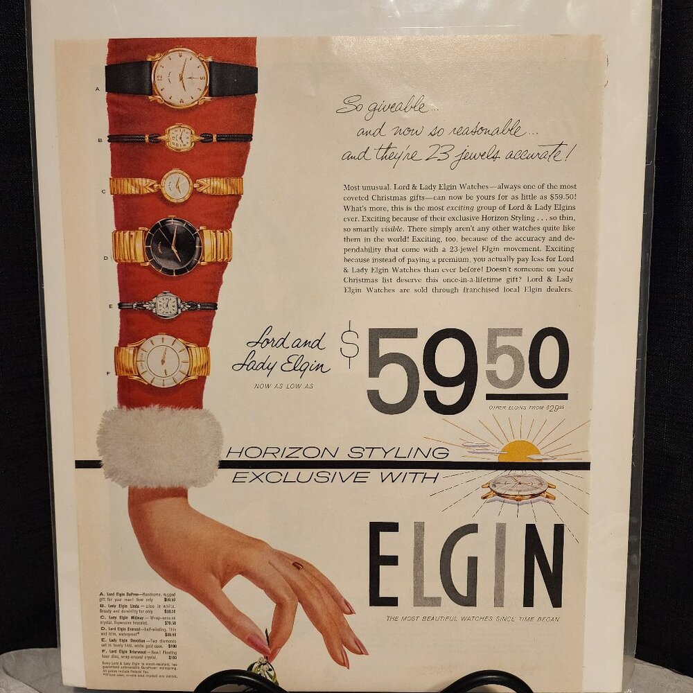 Elgin Watches Advertisement / Reminton Shaver Advertisement - 1958